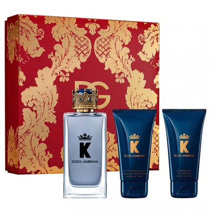 Dolce &  Gabbana King (K) Gift Set 3.3oz EDT & 1.6oz ASB & 1.6oz SG
