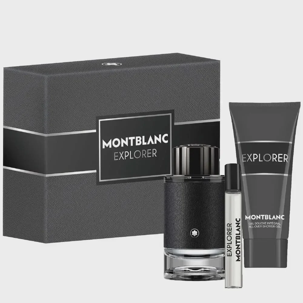 Mont Blanc Explorer Men Gift Set 3.4oz EDP & .25oz EDP & 3.4 SG