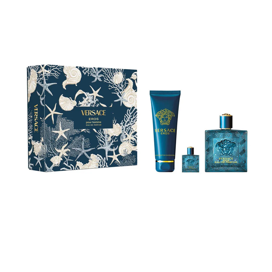 Versace Eros Men EDP Set 3.4oz EDP & .34oz EDP & 5oz Shower Gel